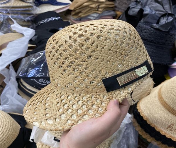 Ombrellone in paglia da donna Protezione solare da spiaggia Cappello con lingua d'anatra Cappello equestre da viaggio all'aperto estate1085436