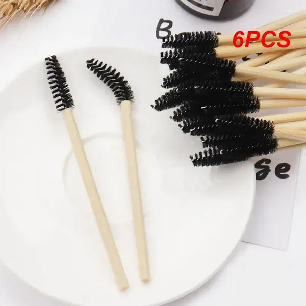 Make-up Pinsel 6PCS Holz Mascara Zauberstab Einweg Kosmetische Augenbraue Pinsel Applikator Wimpern Verlängerung