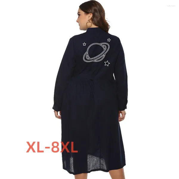 Plus Größe Kleider 4xl 5xl 6xl 7xl 8xl Winter Für Frauen Planet Drucken Vestidos Para Mujeres Retro Abend Sexy club