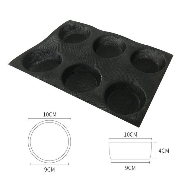 Bluedrop silicone panino pane forma rotonda teglia hamburger stampo antiaderente stampo per uso alimentare utensile da cucina 4 pollici 6 grotte Y200207v