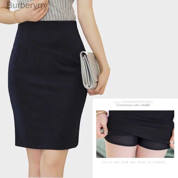 Saias primavera verão novo estilo feminino saias de um passo tamanho grande bodycon elástico cintura alta saias curtas preto senhora do escritório sexy saiasl231212