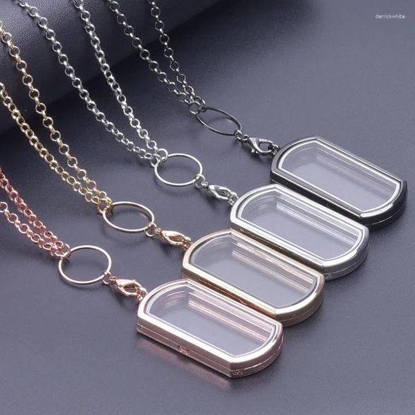 Collane con ciondolo 10 Pz/lotto Dog Tag Ceneri Urna di Vetro Medaglione Cremazione Rettangolo Personalizzato Vivente Relicario Collares Gioielli