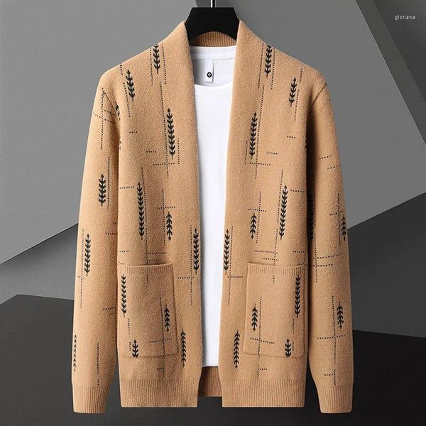Männer Pullover High-End-Schal Strickjacke für Frühling und Herbst 2023 Marke Exquisite Jacquard Koreanische Casual Pullover Mode Mantel