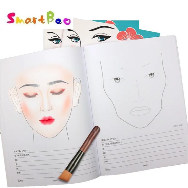 Blocos de notas Maquiagem Face Charts Notebook com olhos abertos e fechados para maquiador profissional 6 formatos de rosto em um livro 30 folhas de papel 231212