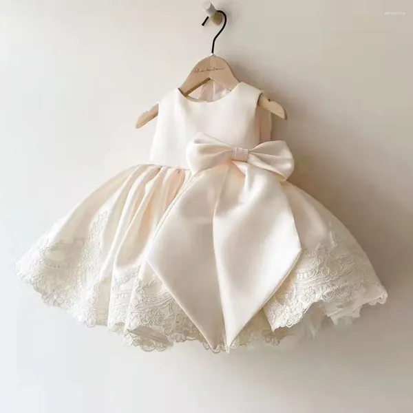 Vestidos de menina boutique verão 2024 sem mangas rosa marfim infantil inchado bebê criança meninas princesa tutu vestido
