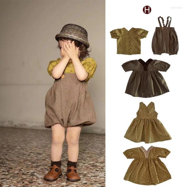 Conjuntos de roupas roupas de menina olá lupo marca verão vestido de bebê criança crianças moda casual suspender shorts meninos ternos gerais de duas peças