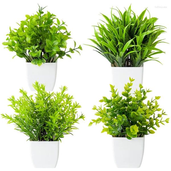 Flores decorativas artificiais bonsai verde planta falsa simulada flor suculenta em vaso para estética interna casa quarto decoração de jardim