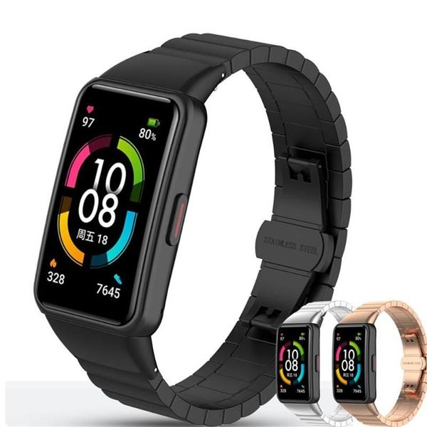 Cinturini per orologi per Huawei Band 6 Honor cinturino in acciaio inossidabile cinturino di lusso in metallo con strumento di regolazione297N