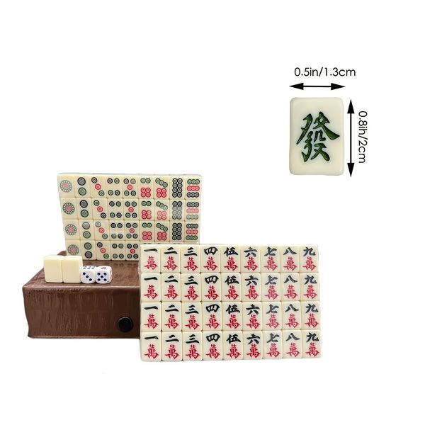 Giochi di scacchi Hey Play Mini set da gioco Mahjong cinese con 1 dado piastrellato e custodia decorata per adulti Bambini Ragazzi Ragazze 231212