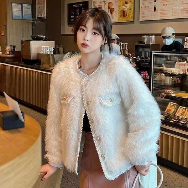 Женская меховая куртка 2023, осень-зима, темпераментная верхняя одежда с имитацией искусственного меха, высокое качество, теплое утолщенное искусственное женское пальто, куртка