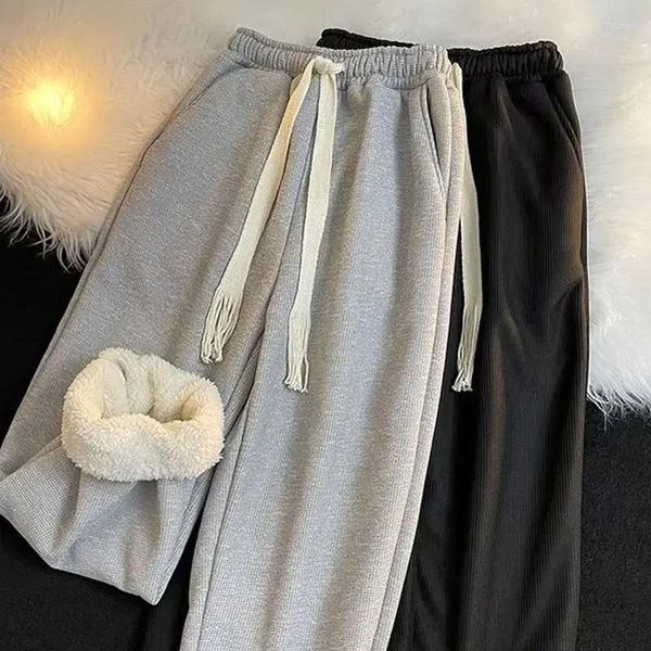 Männer Hosen Winter Wolle Casual Männer Frauen Oversize Verdickte Jogginghose Unisex Warme Samt Gerade Breite Bein Hosen