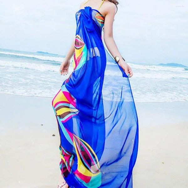 Lenços coloridos envoltório lenço à prova de sol retângulo multi-funcional sarong vestido feminino acessório