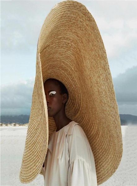 Woman Fashion Large Sun Hat Beach straw hat Foldable Straw Cap Cover Oversized Collapsible Sunshade Beach AntiUV1317197