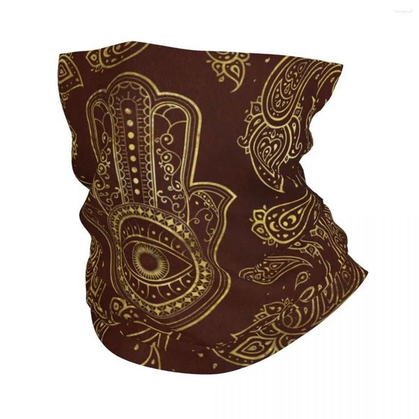 Bandanas Dekorative Hamsa-Hand mit Paisley-Hintergrund, Bandana, Winter-Halswärmer, winddichter Wickel-Gesichtsschal zum Wandern, Gamaschen-Stirnband