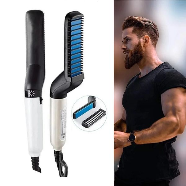 Piastre per capelli Apparecchi per lo styling Spazzola per piastra rapida per barba Piastra elettrica per stirare il calore Pettine per massaggio magico per uomo 231211