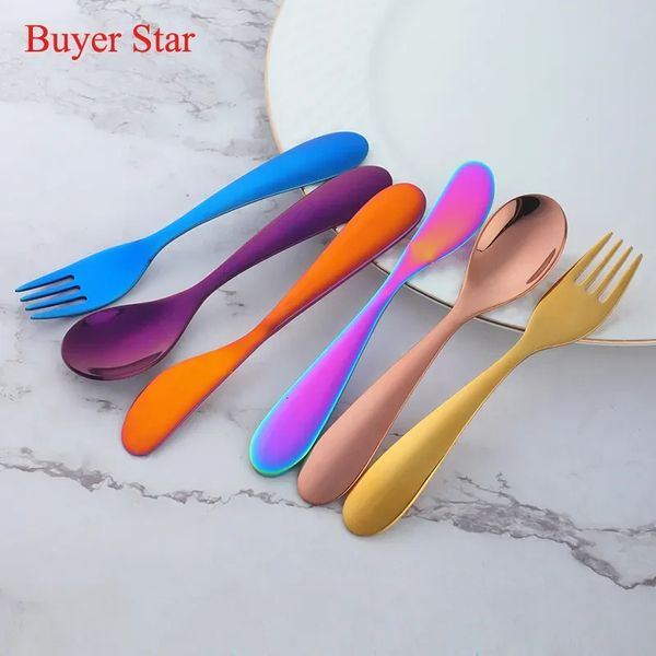 Set di pentole Cucchiaio in acciaio inossidabile Utensili da tavola Set di forchette in acciaio per cucina Bambini Kit di posate per bambini di lusso Coltello Posate personalizzato 231211