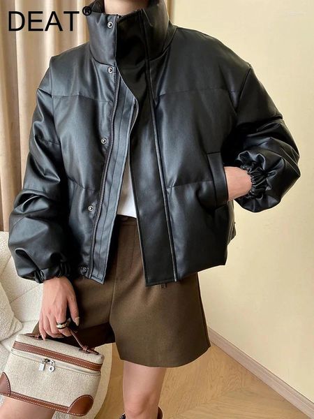 Trench da donna Moda Giù Jakcets Colletto alla coreana Cerniera strutturata Proteina Pu Addensare Cappotto imbottito in cotone Inverno 2023 7AB2582