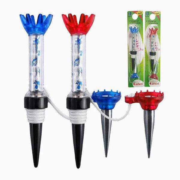 Golf Tees 10 pcs Tees de Golfe com Pacote de Varejo Azul Vermelho Step Down Tee Set 80mm Comprimento Ímã Flexível Tee Lift Practice Training Set 231212