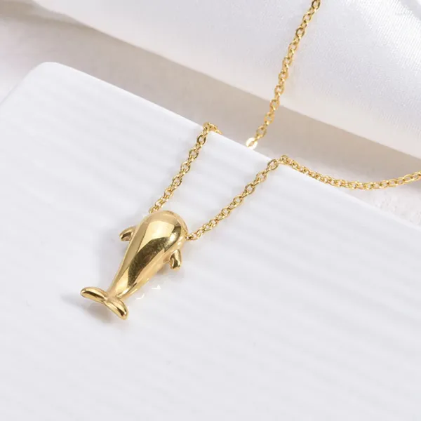 Anhänger Halsketten Luxus Wal Halskette Frauen Titan Stahl Überzogene 18 Karat Gold Farbe Schlüsselbein Kette Koreanische Nette Boho Schmuck Glück geschenke