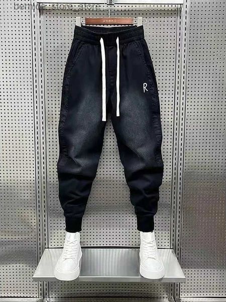 Herren Jeans Herren Harem Jeans Japanische Harajuku Luxusmarke Baggy Hip Hop Streetwear Neu in der beliebten schwarzen koreanischen Straßenhose Q231213