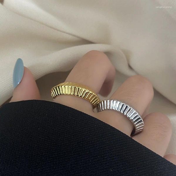 Anéis de cluster na moda minimalista vintage listra egípcia água castanha design geométrico aberto anel jóias criatividade presente