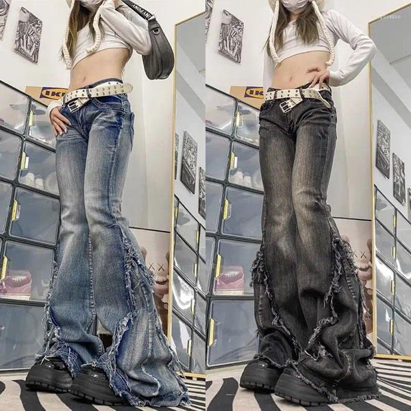 Jeans da donna 2023 Pantaloni da donna stile vita alta Retro ragazze coreane indossano vestibilità slim Y2k lungo di alta qualità Baggy