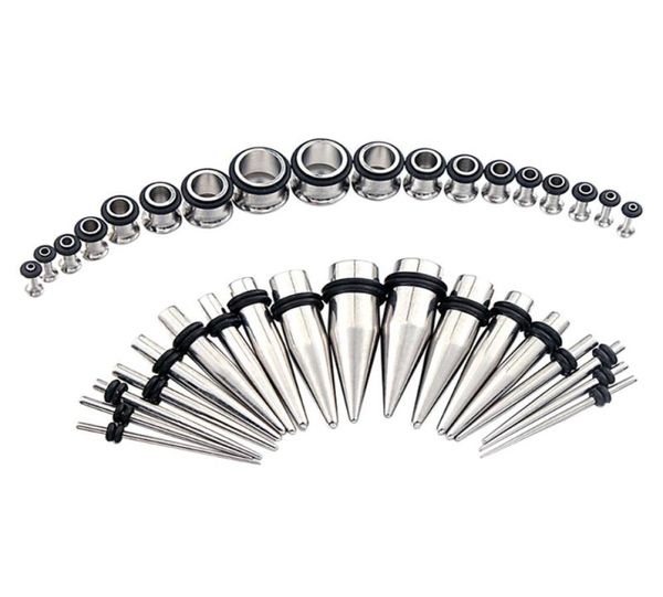 Calibro per perni 36 pezzi set conici in acciaio 316l e tunnel Kit per allungamento dell'orecchio Gioielli per il corpo9345439