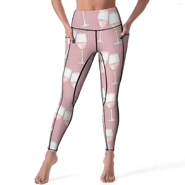 Pantaloni attivi Bicchieri da vino Yoga Amore Allenamento Leggings Push Up Sport ad asciugatura rapida Dolce Legging grafico Regalo di compleanno