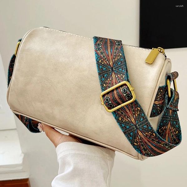 Abendtaschen Damen Retro Hobo Bag Große Kapazität PU Leder Vintage Schulter verstellbar Gitarrengurt einfarbig Tote Messenger