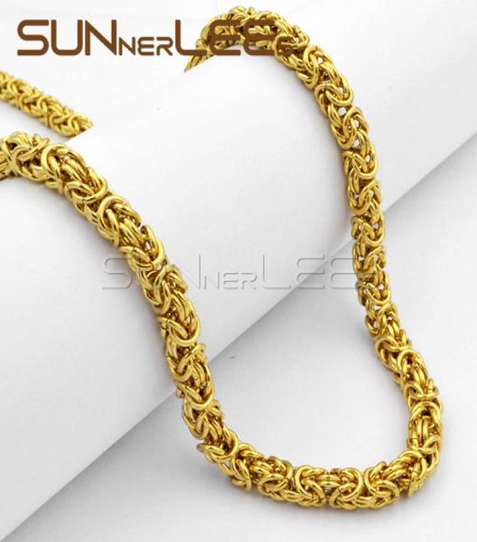 Collana di gioielli di moda in acciaio inossidabile 5mm 7mm 9mm Catena a maglia bizantina color oro per uomo donna SC11 N4150000