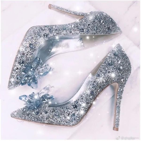 Sapatos de vestido strass salto alto feminino 2023 noiva princesa cristal casamento dois desgaste francês único