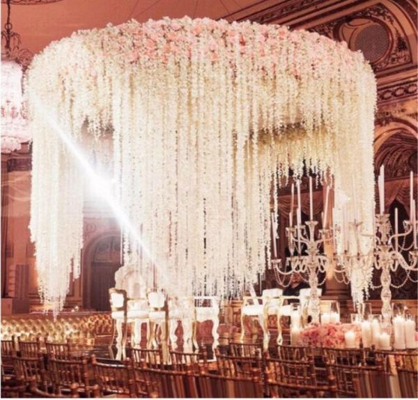 1 m jede Strip Orchidee Wisteria Weinreben weiße Seide Künstliche Blumenkränze für Hochzeitsdekor Garten Hänge Crafts3774273