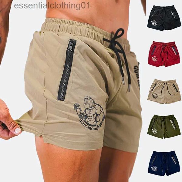 Shorts maschile pantaloncini stampati da uomo estate a secco rapido a secco tasche con cerniera doppia design con palestra di addestramento da basket L231212