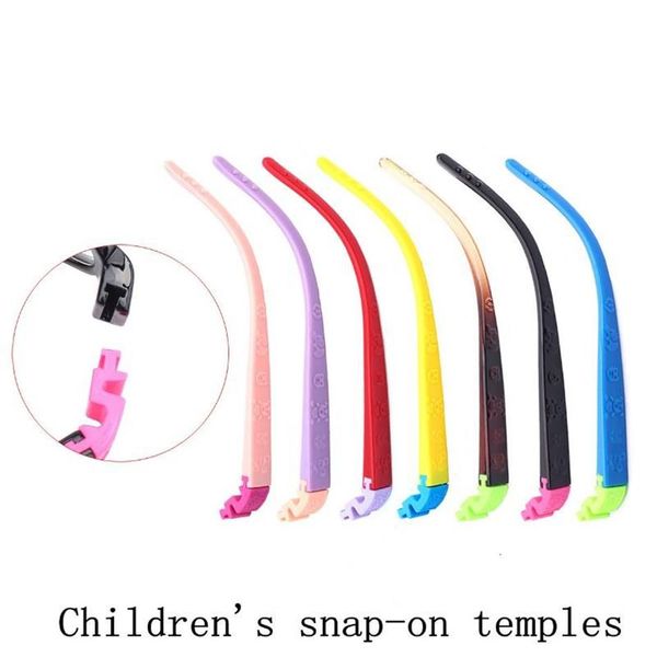 Moda güneş gözlüğü çerçeveleri çocuklar silika tapınakları Snap-on renk silikon çifti Çok renkli isteğe bağlı gözlükler