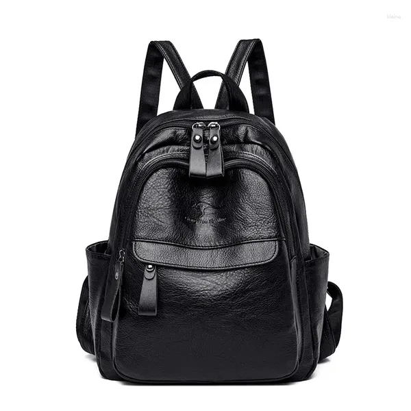 Mochila feminina all-match ombro crossbody moda saco de couro macio escola para estudantes universitários