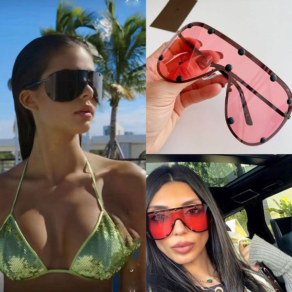 Designer óculos de uma peça são elegantes e personalizados luxo feminino máscara facial óculos de sol masculino luxo onda máscara óculos de sol festa