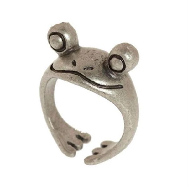 3D niedlicher Vintage-Silber-Frosch-Ring für Damen, Accessoires, Weihnachtsgeschenk, Schmuck, ganz verstellbar284p