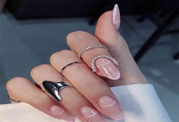Nova linha de metal gótico anéis de unhas finas para mulheres diárias capa protetora de ponta da moda Jóias de jóias para namorada8588445