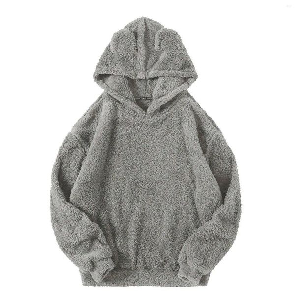 Felpe con cappuccio da donna O-Collo peluche morbido solido lettera stampa maschio casual basic flanella caldo comfort abbigliamento vintage per uomo felpe