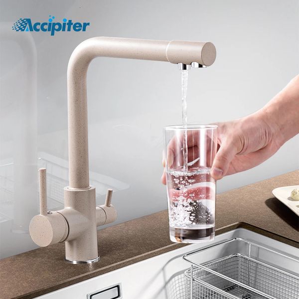 Rubinetti della cucina Rubinetto per acqua filtrata potabile in ottone con rotazione a 360 gradi Piegatura doppio rubinetto per lavello ad angolo retto 231211