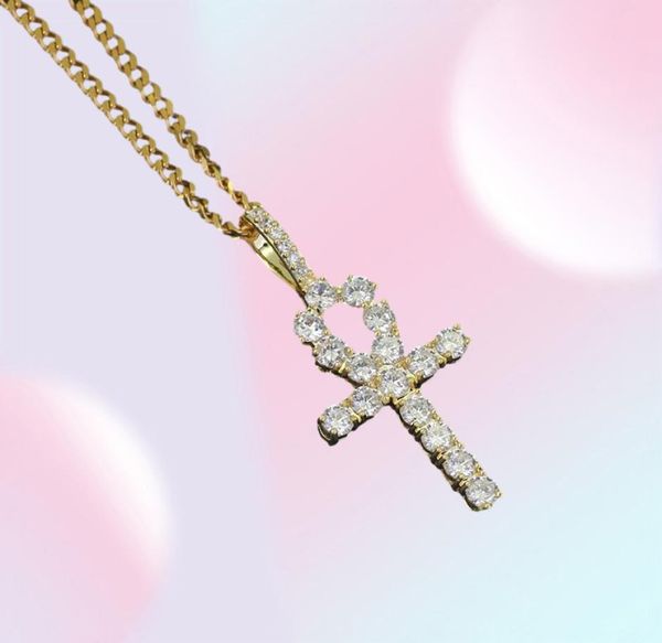 hip hop cruz diamantes pingente colares para homens mulheres Religião Cristianismo colar de luxo jóias banhado a ouro zircões de cobre Cu1375323