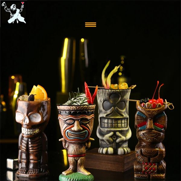 Bottiglie d'acqua Bar Poker Tiki Mug Creativo Hawaii Ceramica Tazza da cocktail personalizzata Zombie Porcellana Birra Strumenti per vino 231212