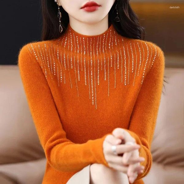 Damenpullover 2023 Frauen gestrickte Pullover Kaschmir Rollkragenpullover Warmer Pullover Winter Langarm Jumper Korean Fashion Solid Color Casual