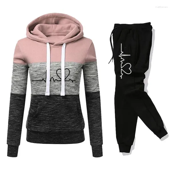 Zweiteilige Damen-Hosen, Damen-Trainingsanzug, Hoodies, Sweatshirt oder Jogginghose, 2-Set, warme Spleißqualität, hochwertige Kleidung, lässiger Jogginganzug