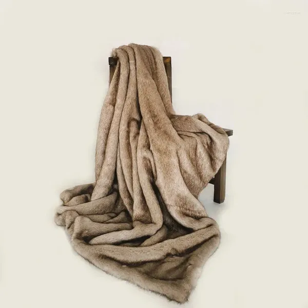 Cobertores high-end de pele do falso lance cobertor luxo colcha de pelúcia xadrez sofá capa decoração da sala ponderada para o quarto de estar