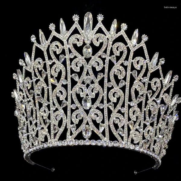 Grampos de cabelo levery coroas de casamento e tiaras grande barroco princesa diadem brilhante strass headbands para mulheres festa de aniversário jóias