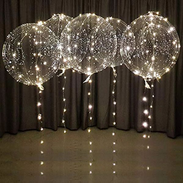 10PC Decoração de festa balões LED brancos quentes polegadas balões transparentes hélio ou ar casamento decorações de balão de festa de dia dos namorados 231212