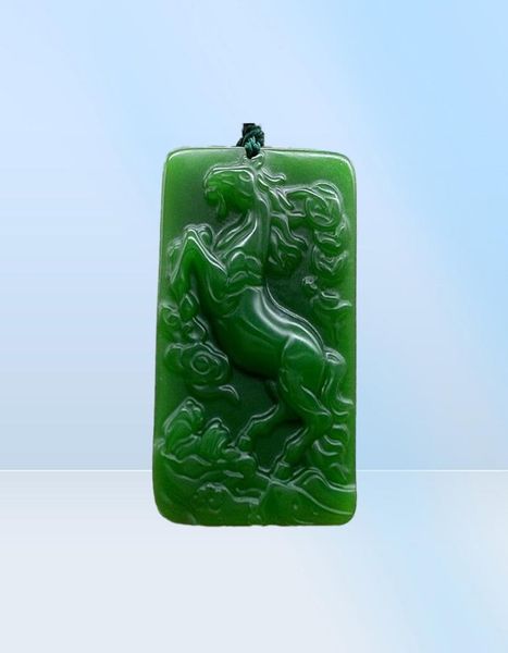 Xinkeng Xinjiang Hetian Jade Jasper Sofort Geldhänger Außenmongolisch Spinat Grüner Zodiac Horse Anhänger Jade Whole7218455