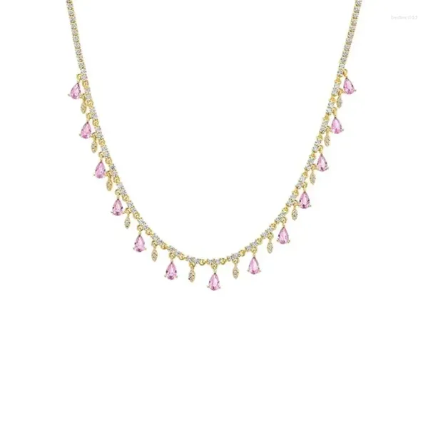 Halsband Hohe Qualität Weiß Rosa Grün Tropfen Halskette Für Frauen Bunte Quaste Charme 2 MM Dünne Tennis Kette CZ Luxus mode Schmuck