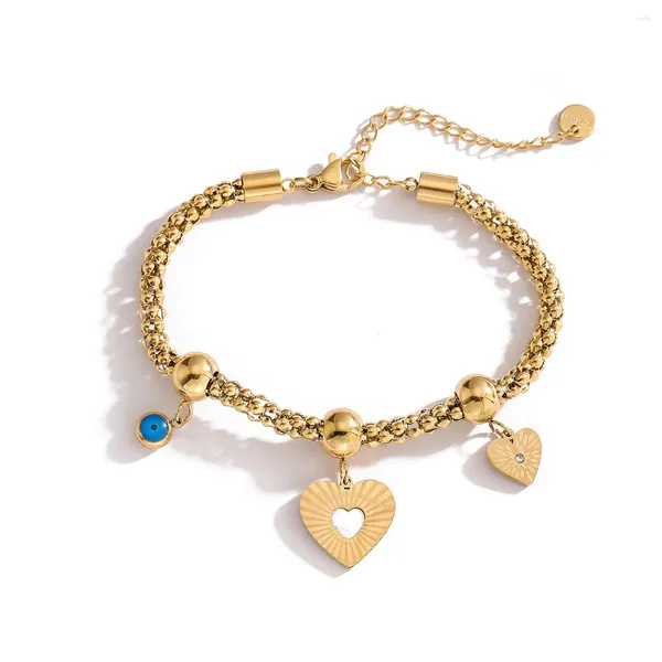 Charm Bracelets Mafisar 316L Paslanmaz Çelik Altın Renk Aşk Kalp Kelebek Bileklik Kadınlar Vintage Moda Bilek Mücevher Partisi Hediyeler